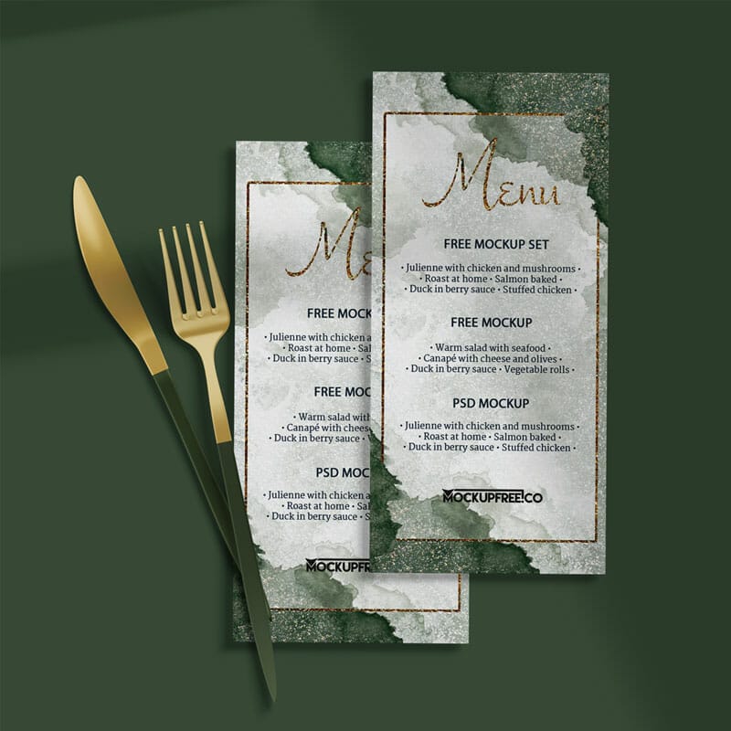 3 Free Menu Mockups PSD