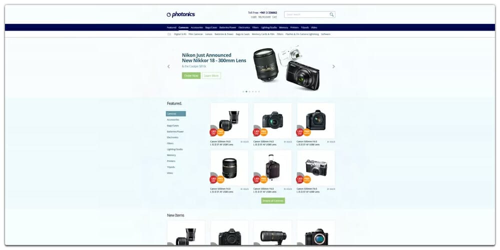E commerce Camera Store Website Template