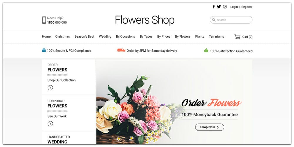 Flowershop Web Template PSD
