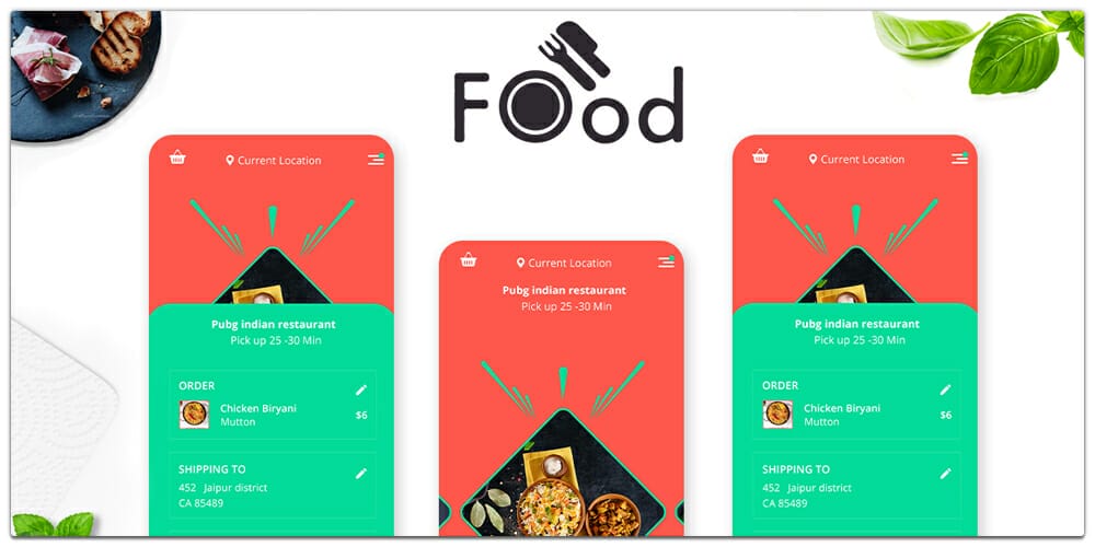 Foody Mobile App Design UI Kit PSD