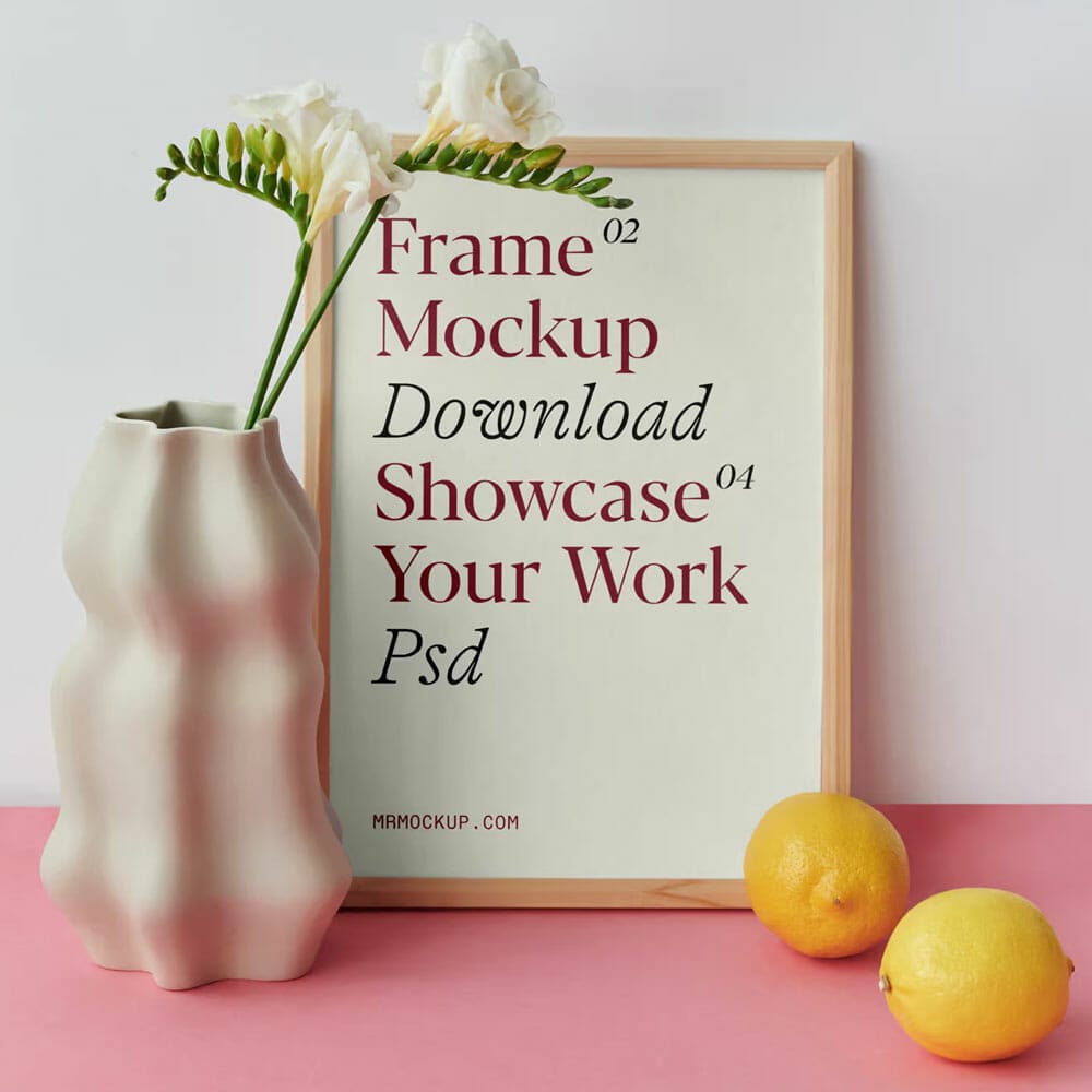 Frame With Vase PSD Mockup