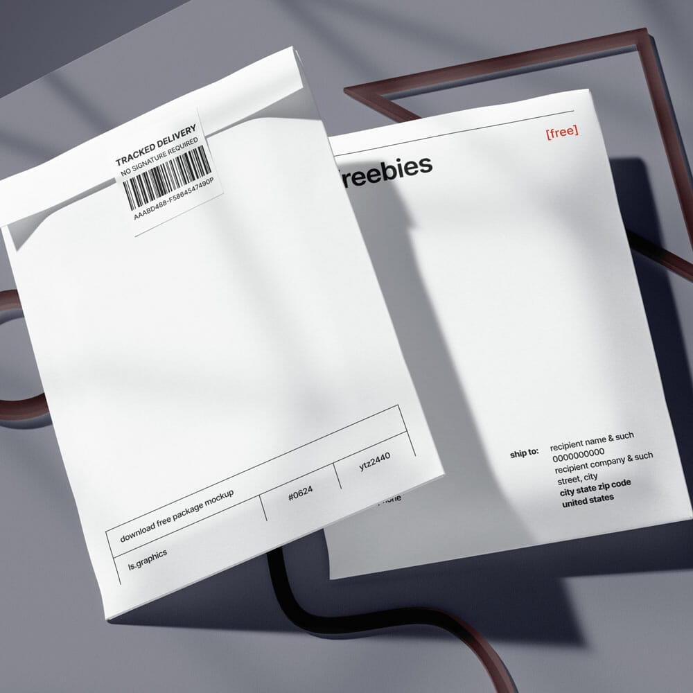 Free 2 Paper Postal Packages Mockup PSD