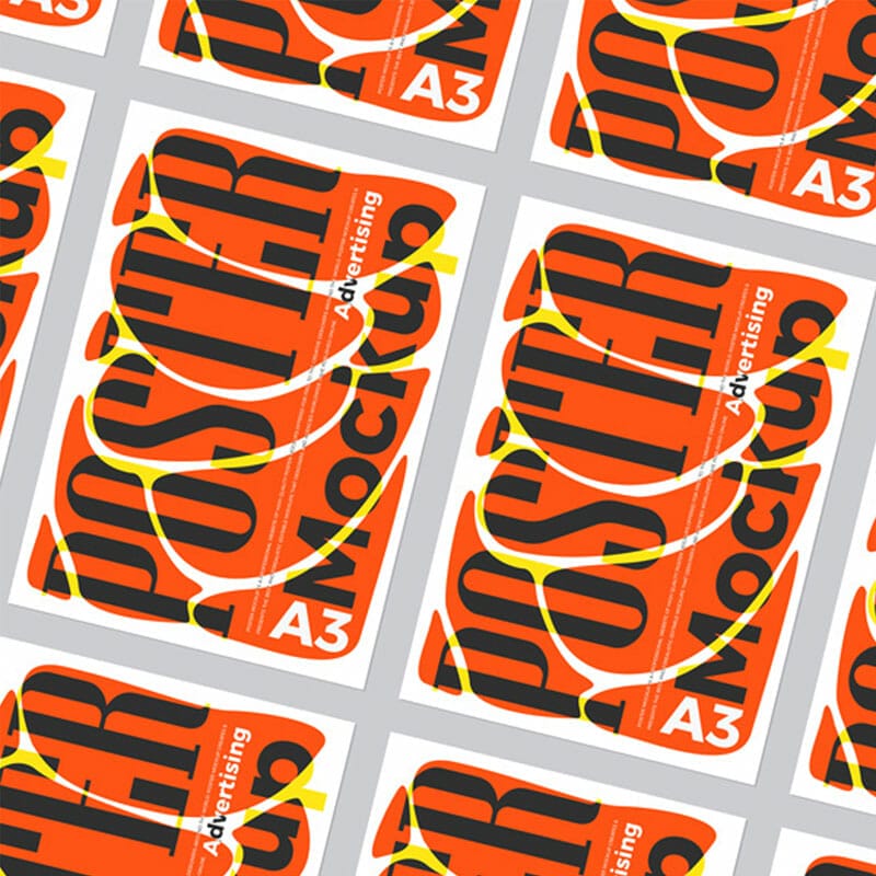 Free A3 Grid Advertising Poster Mockup PSD