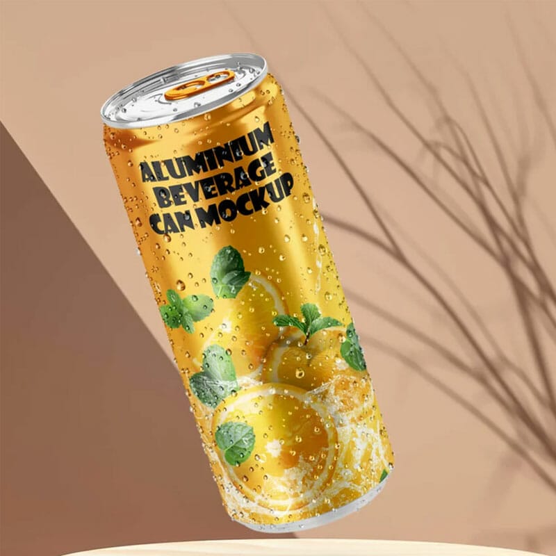 Free Aluminium Beverage Can Mockup PSD Template
