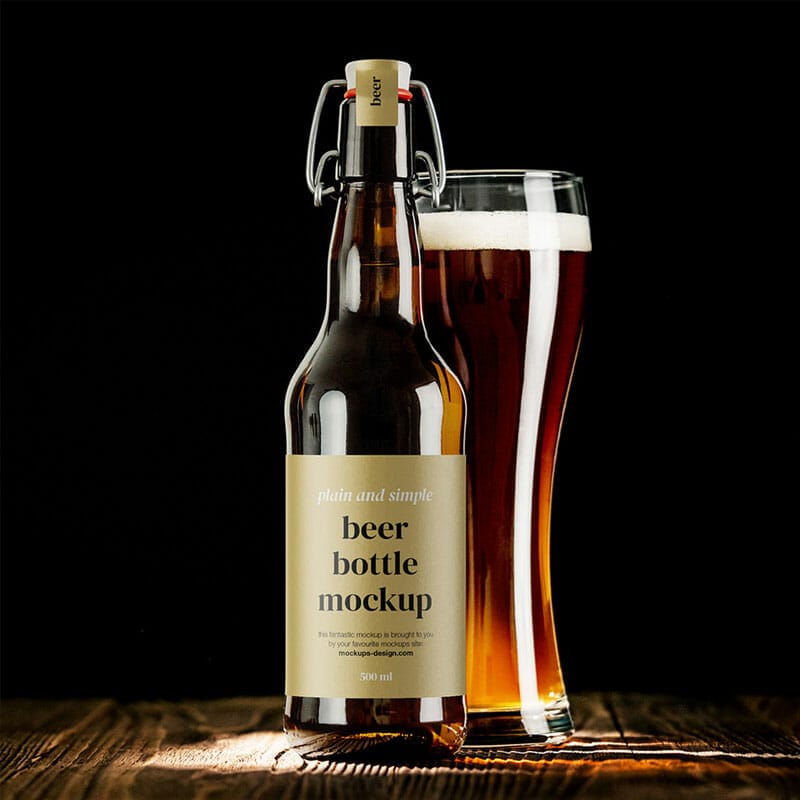 Free Beer Bottle Mockup PSD