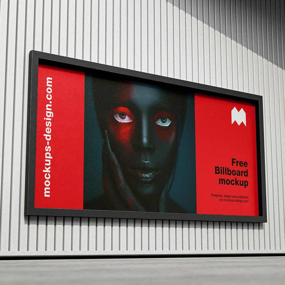 Free Billboard On A Corrugated Sheet Mockup PSD