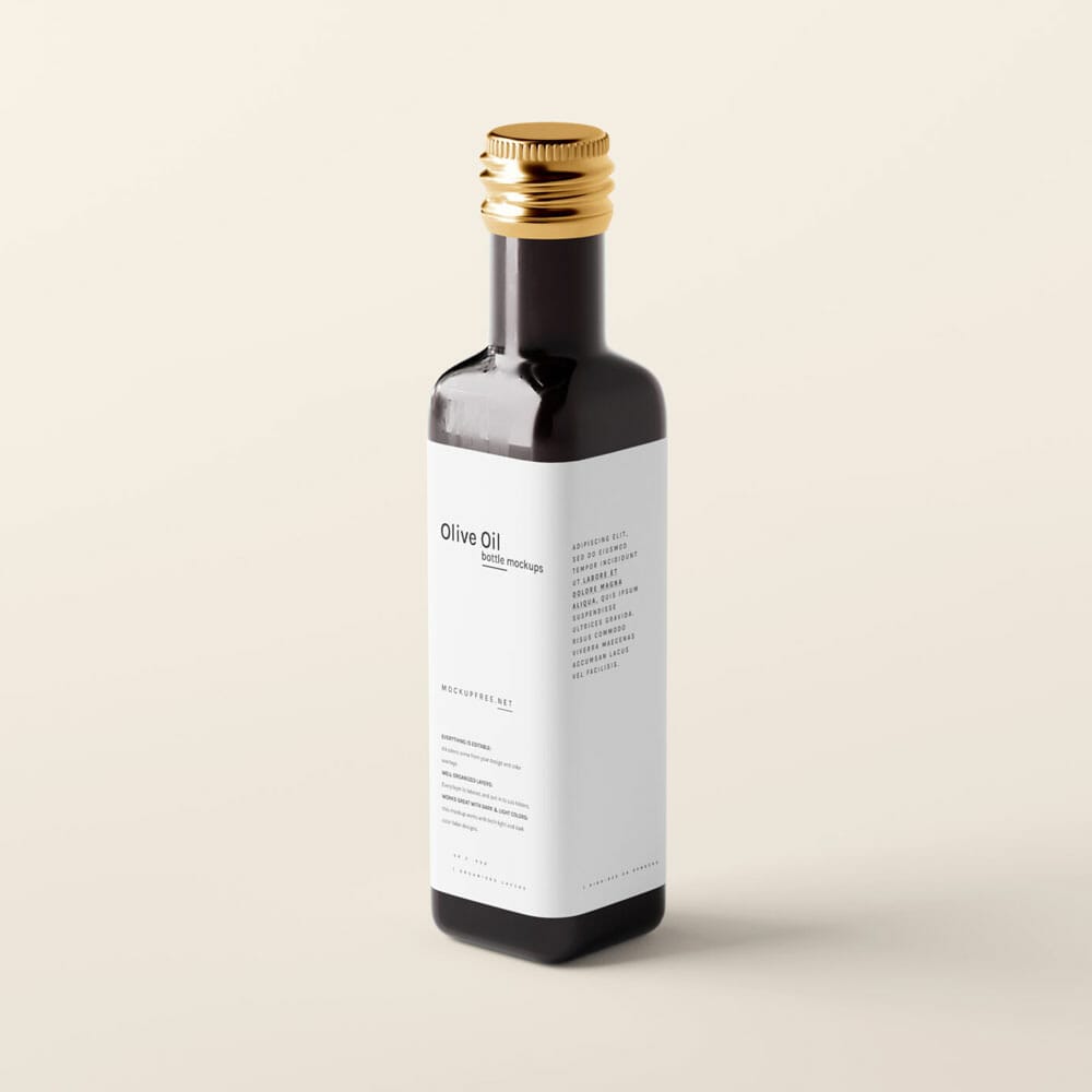 Free Black Glass Olive Oil Bottle Mockups PSD