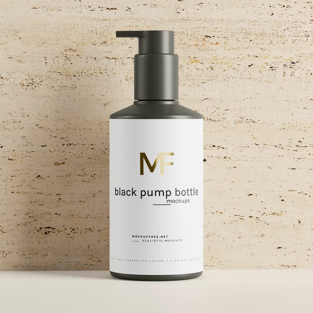 Free Black Plastic Pump Bottle Mockups PSD