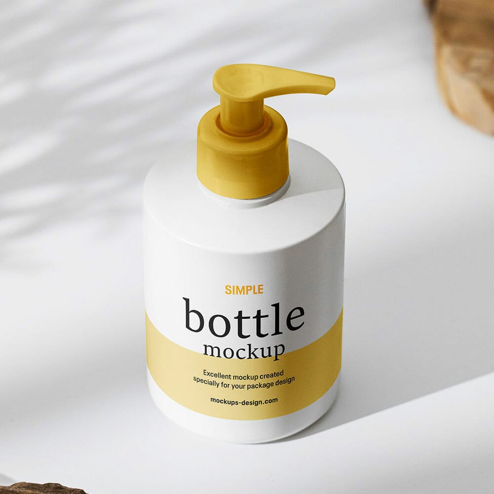 Free Bottle With Pump On White Background Mockup PSD