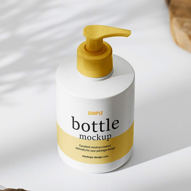 Free Bottle With Pump On White Background Mockup PSD