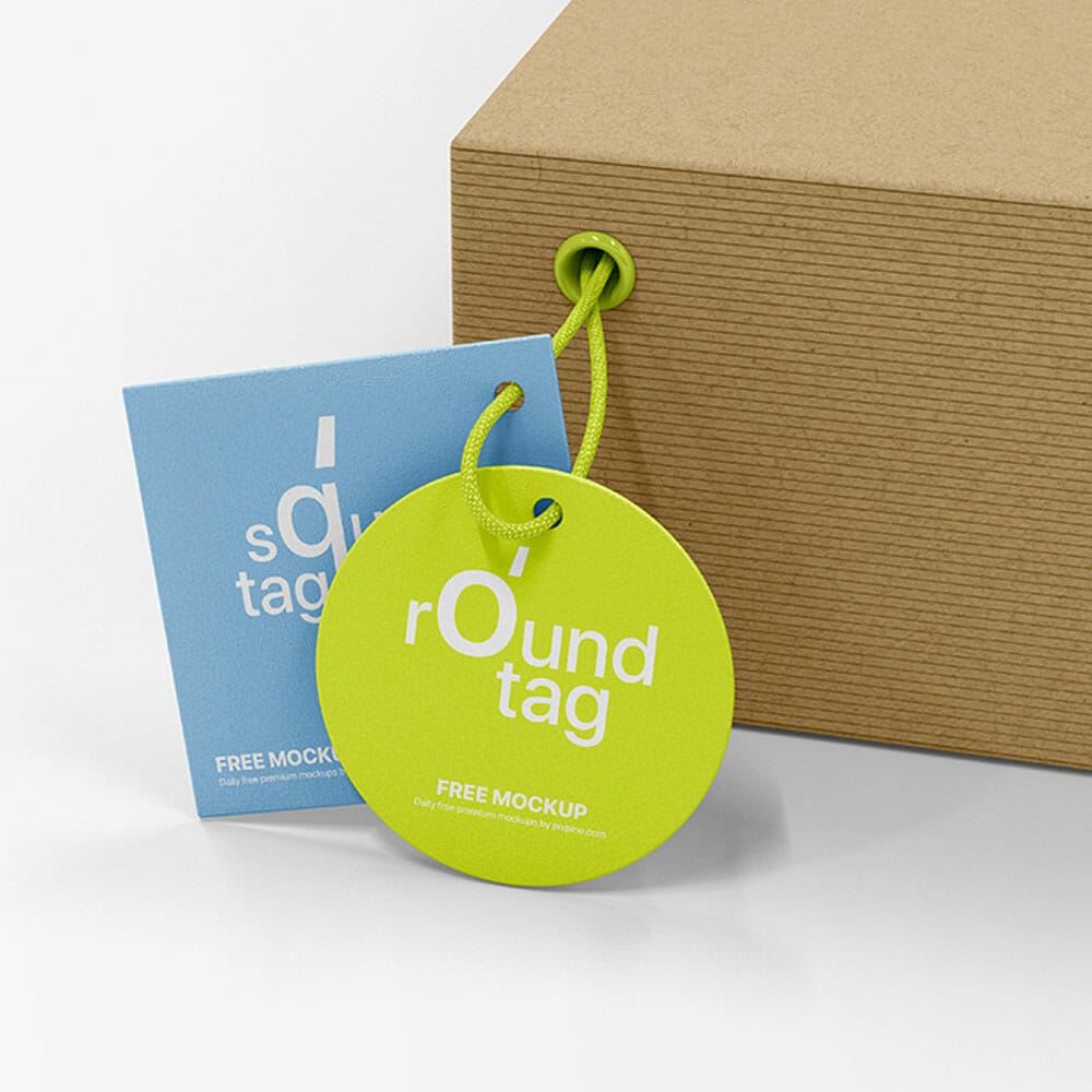 Free Box With Label Tags Mockup PSD » CSS Author