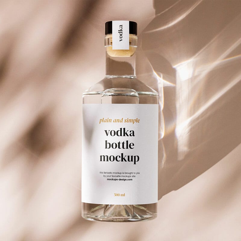 Free Bright Vodka Bottle Mockup PSD