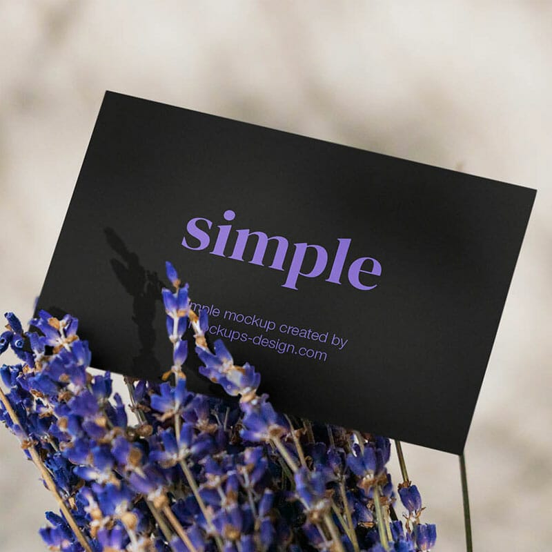 Free Business Card In Lavender Mockup PSD