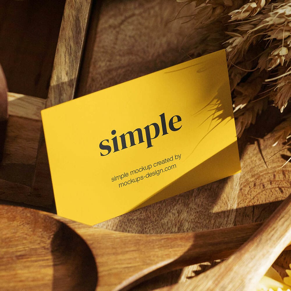 Free Business Card In The Kitchen Mockup PSD