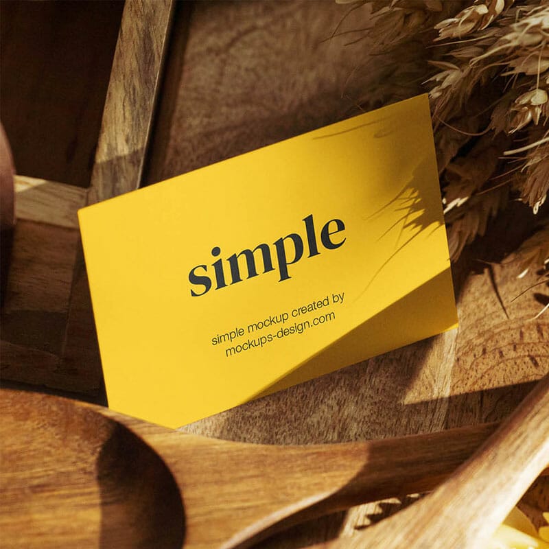 Free Business Card In The Kitchen Mockup PSD