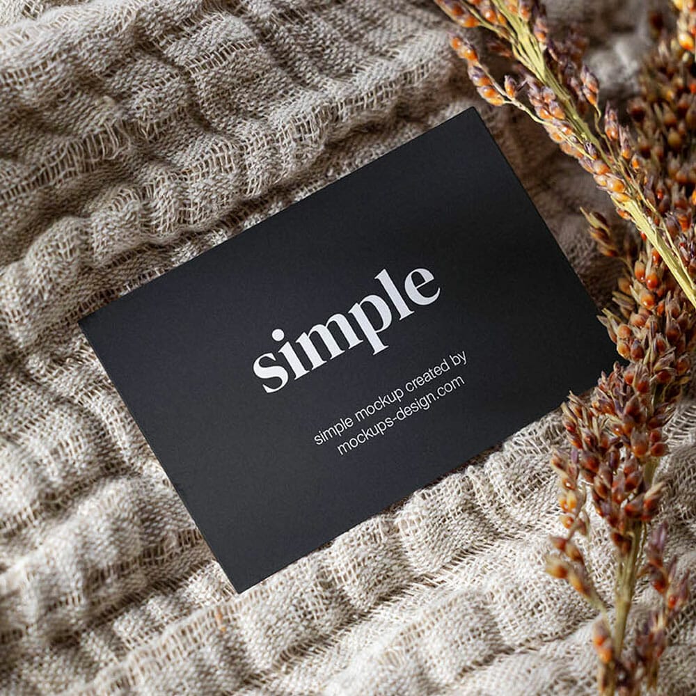 Free Business Card On Blanket Mockup PSD