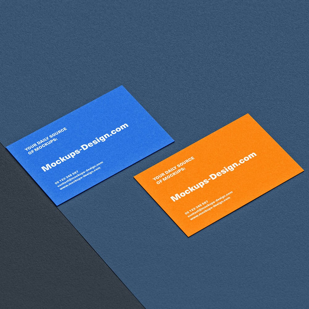 Free Business Card On Textured Paper Mockup PSD