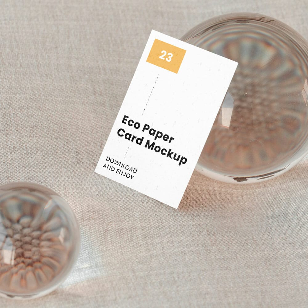 Free Business Card With Glass Ball Mockup PSD