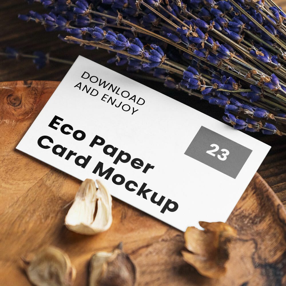Free Business Card With Lavender Mockup PSD