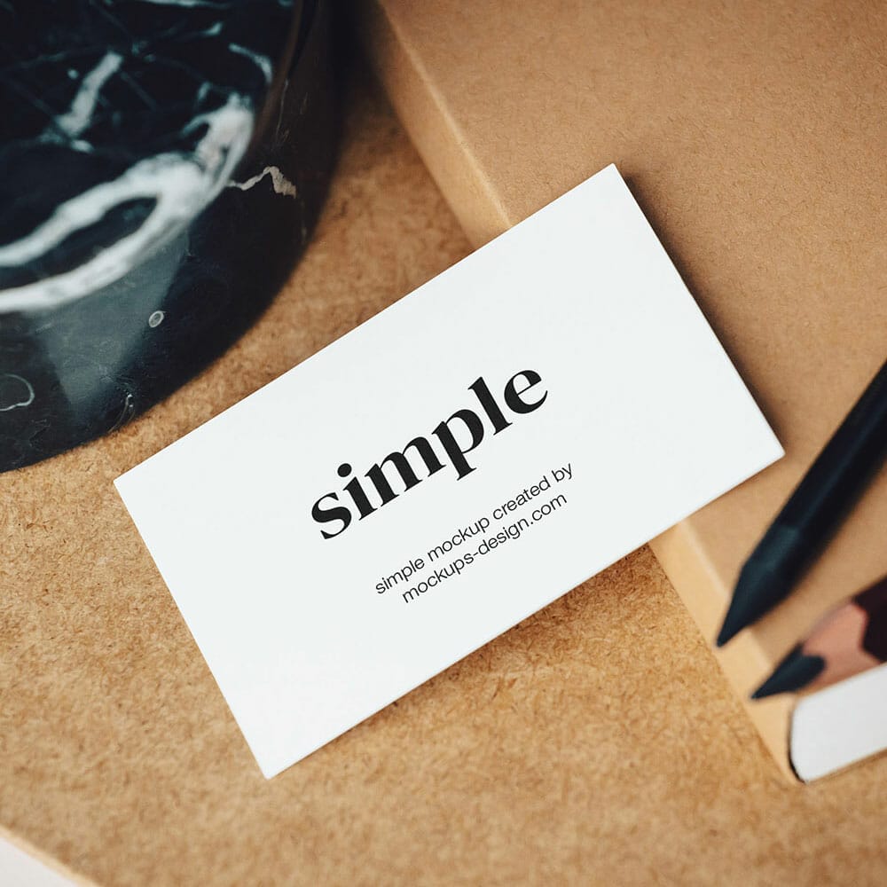 Free Business Card With Pencils Mockup PSD