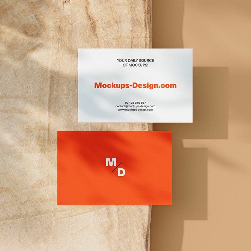 Free Business Cards On A Piece Of Wood Mockup PSD » CSS Author