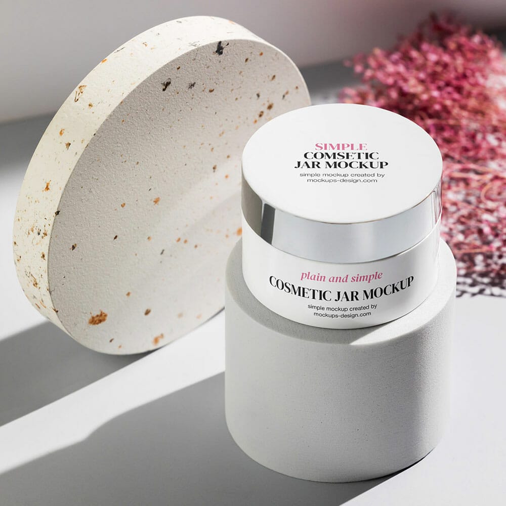 Free Cosmetic Jar Mockup PSD