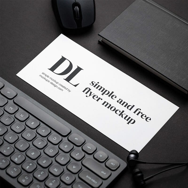 Free DL Flyer On Black Background Mockup PSD