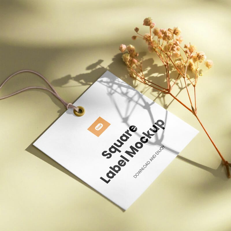 Free Eco Square Label Mockup PSD