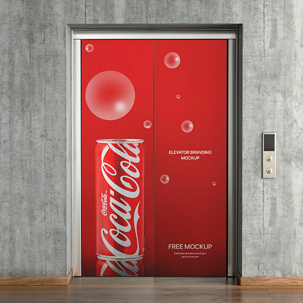Free Elevator Door Branding Mockup PSD