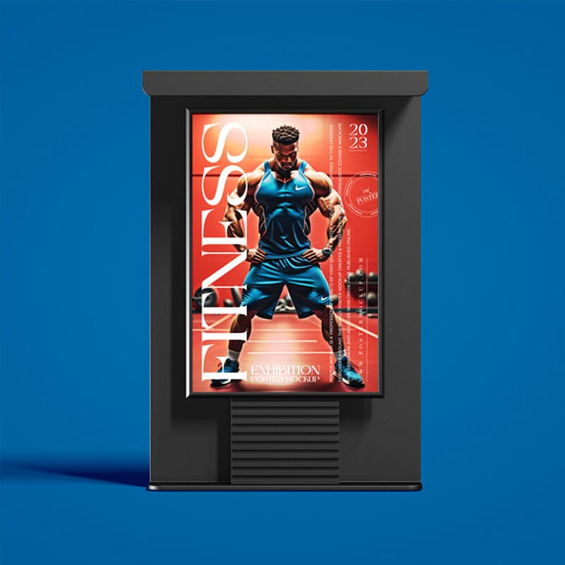 Free Exhibition 3D Display Poster Mockup PSD