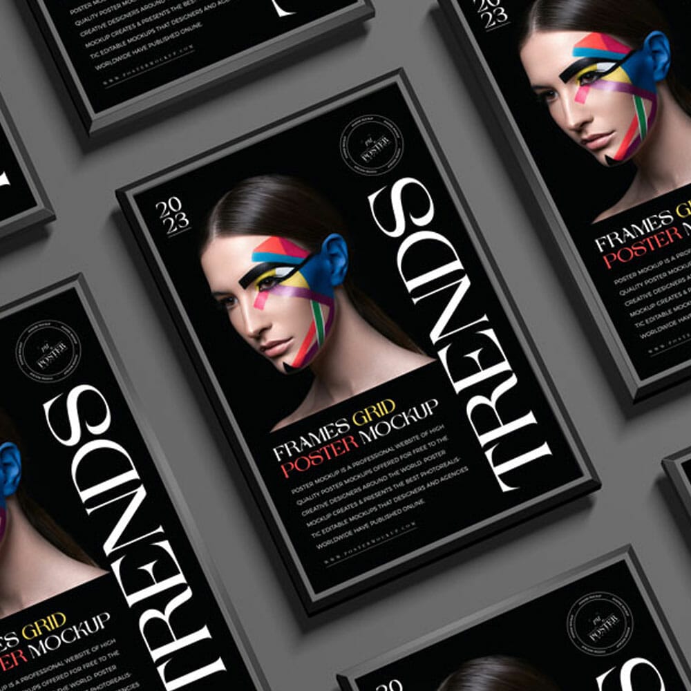 Free Frames Grid Poster Mockup PSD