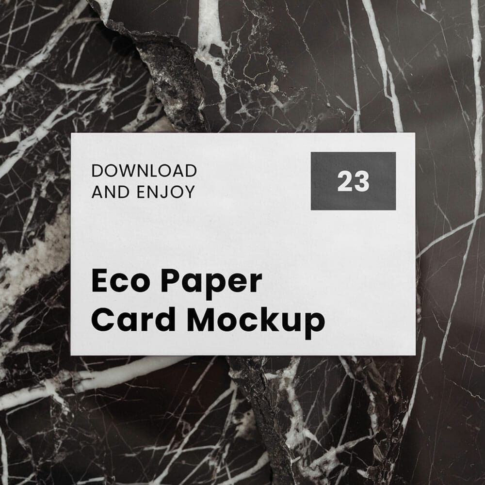 Free Front Business Card On Marble Mockup PSD