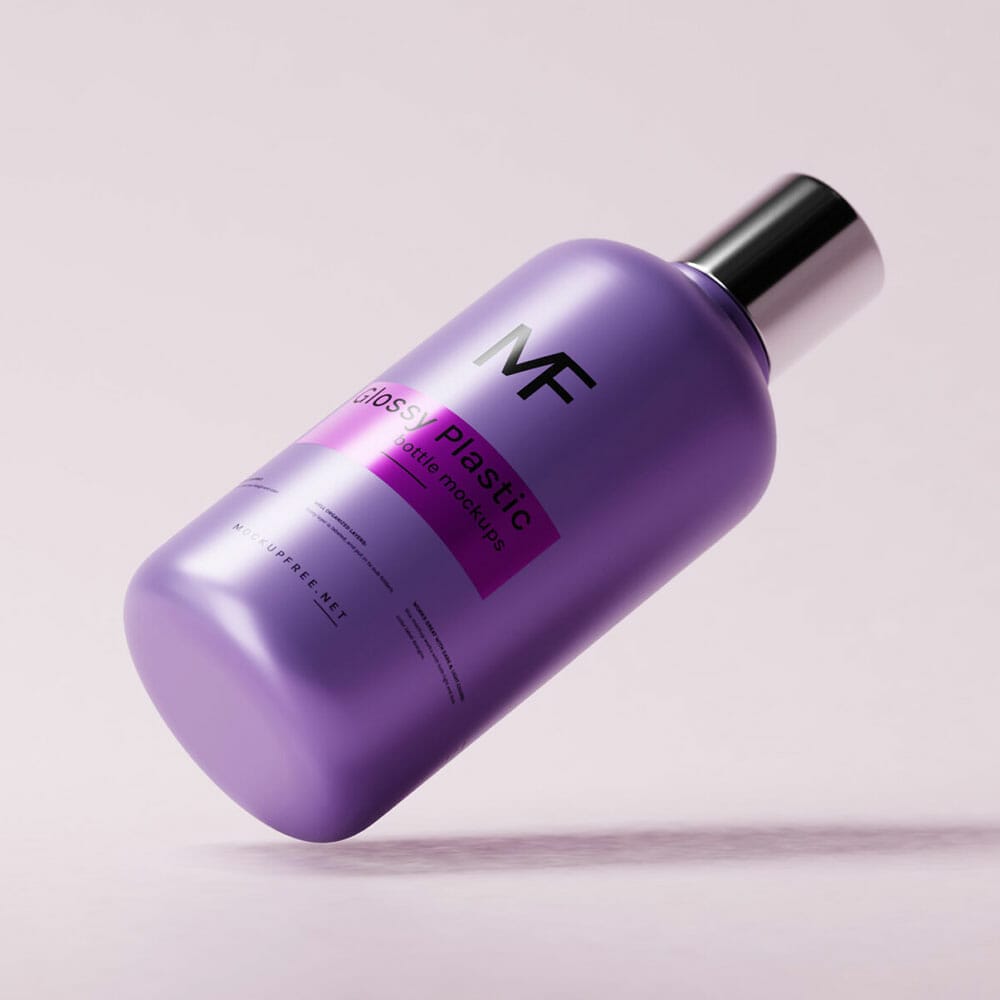 Free Glossy Plastic Cosmetic Bottle Mockups PSD