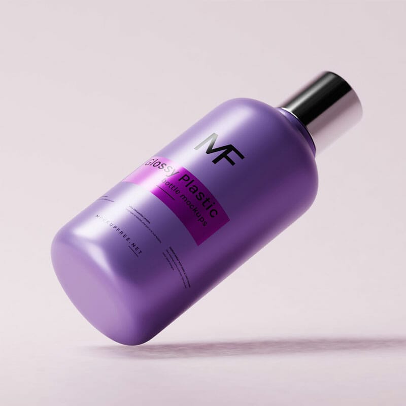 Free Glossy Plastic Cosmetic Bottle Mockups PSD
