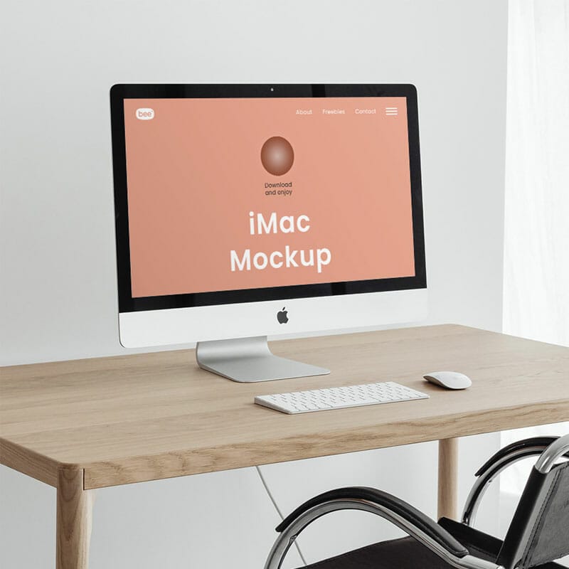 Free Home Office iMac Mockup PSD