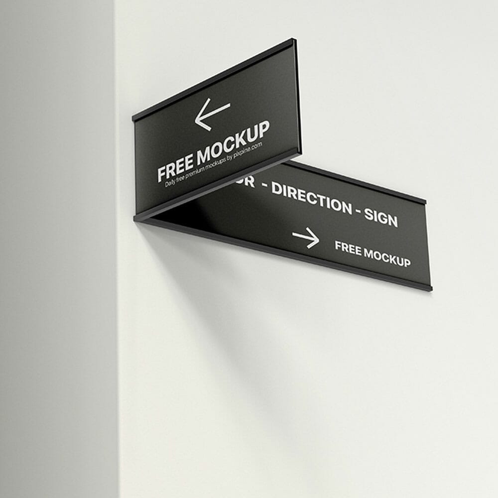 Free Indoor Direction Sign Mockup PSD