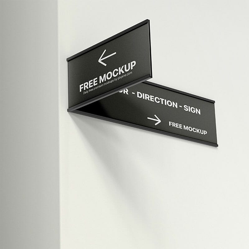 Free Indoor Direction Sign Mockup PSD