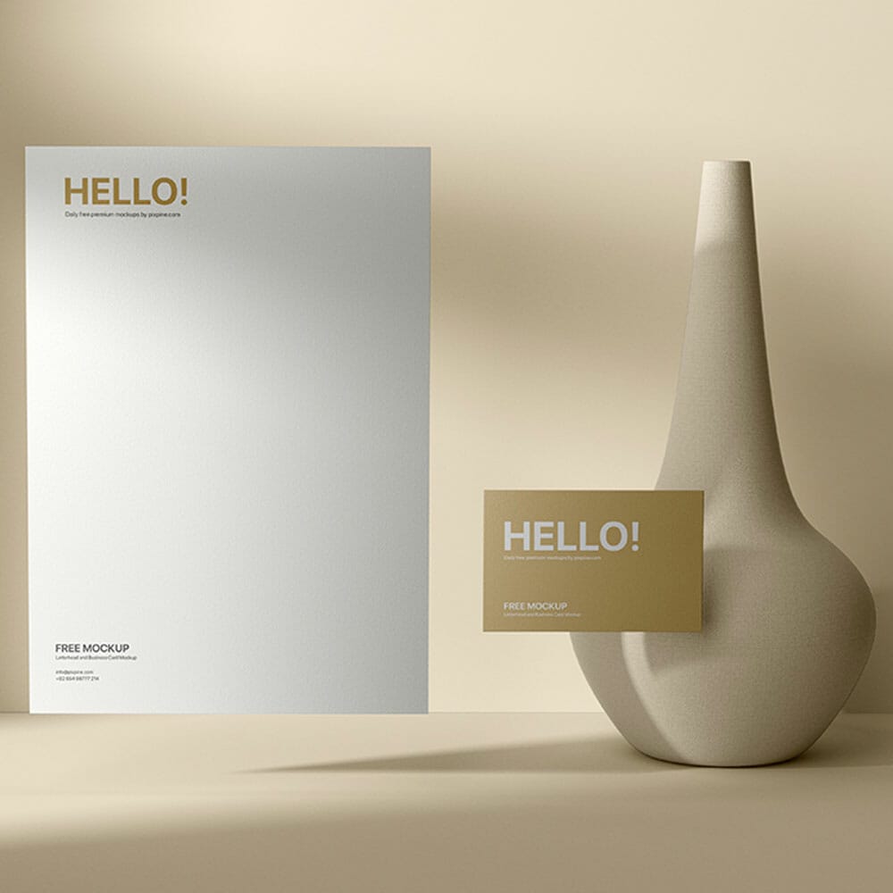 Free Letterhead And Business Card Mockup PSD