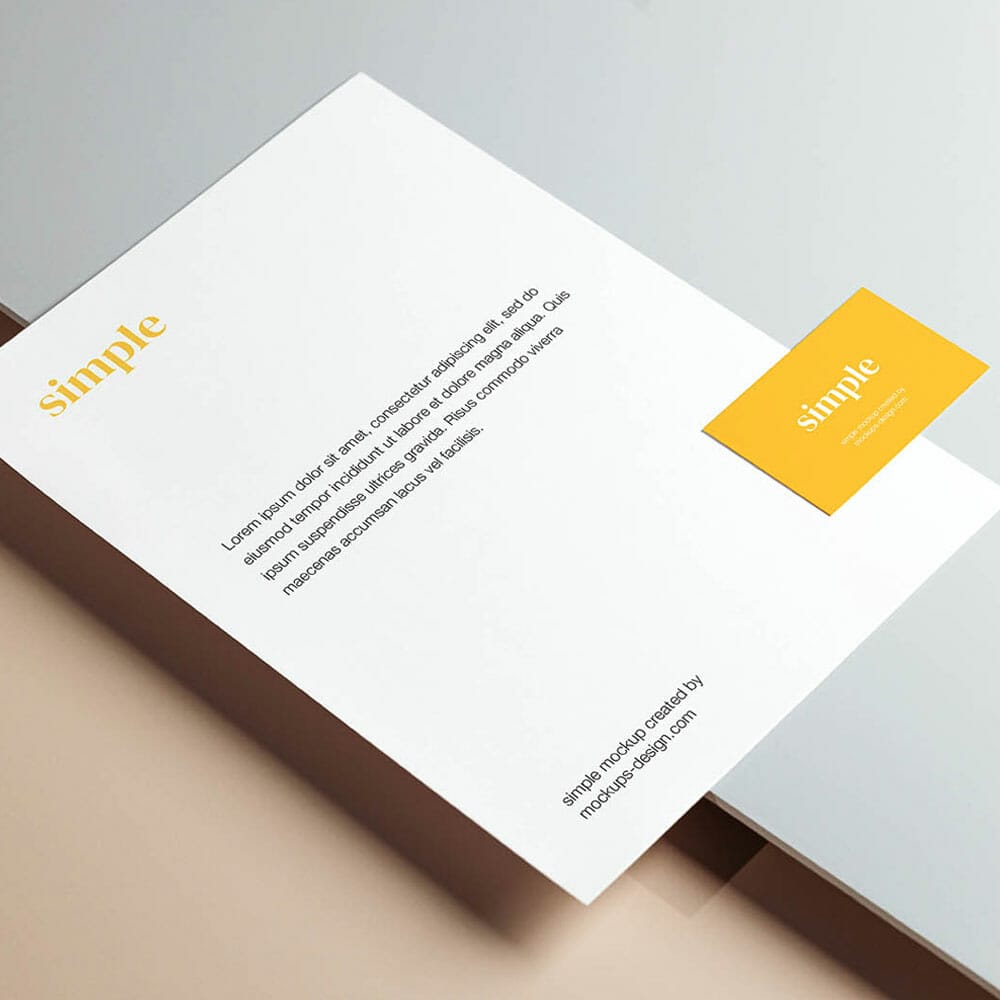 Free Letterhead With Business Card Mockup PSD