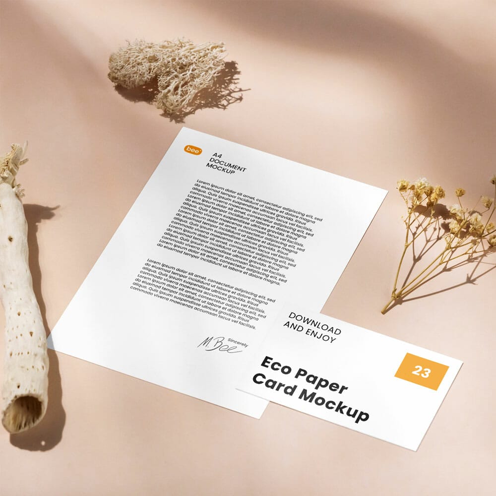 Free Letterhead With Card Mockup PSD