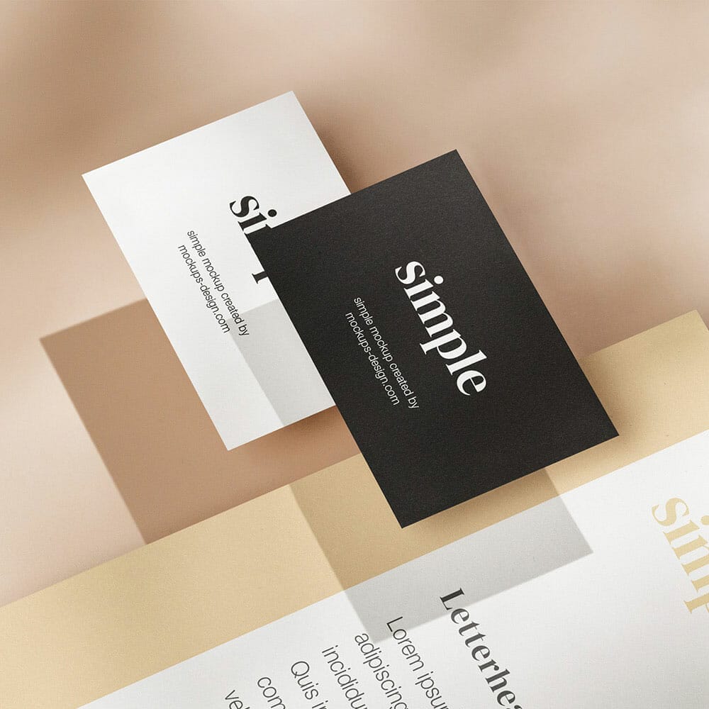 Free Letterhead With Two Business Cards Mockup PSD