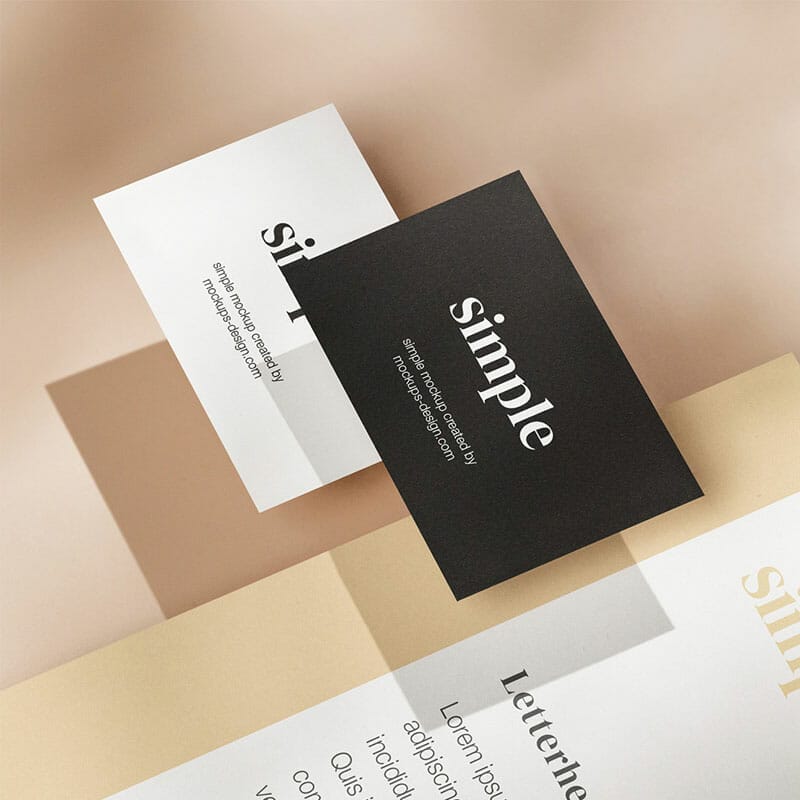 Free Letterhead With Two Business Cards Mockup PSD