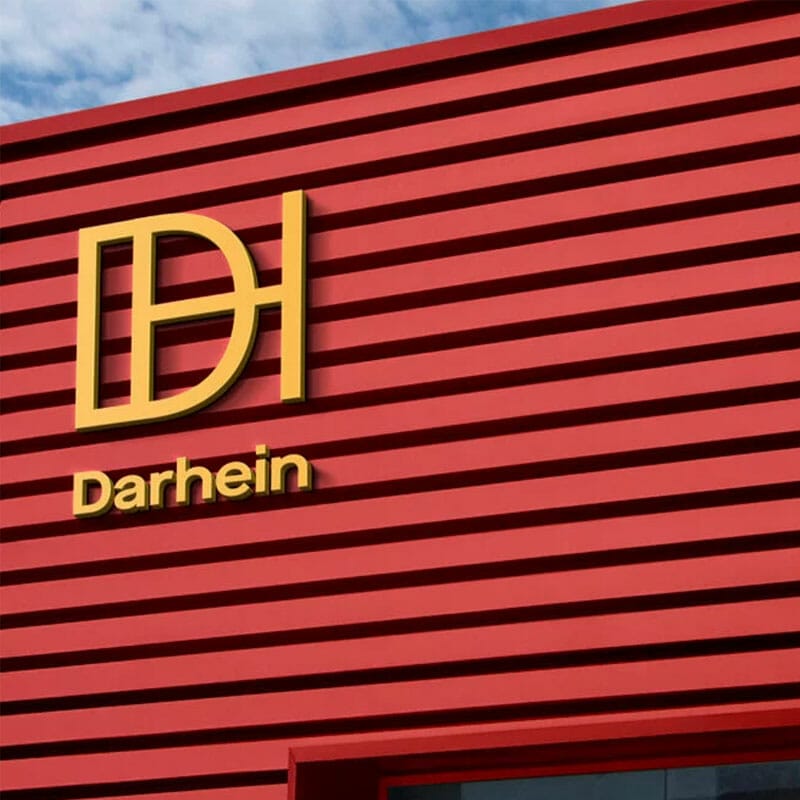 Free Logo Mockup Sign Red Modern Building PSD