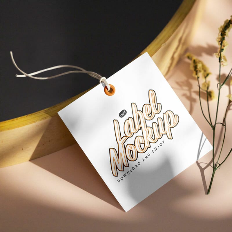 Free Lying Square Label Mockup PSD