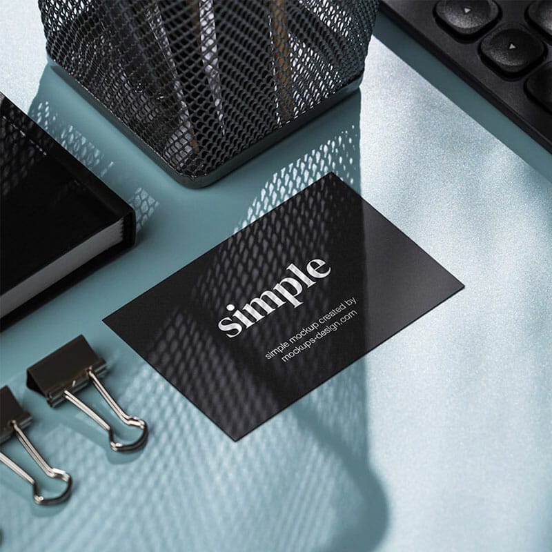 Free Mockup Of Business Cards In Office Setting