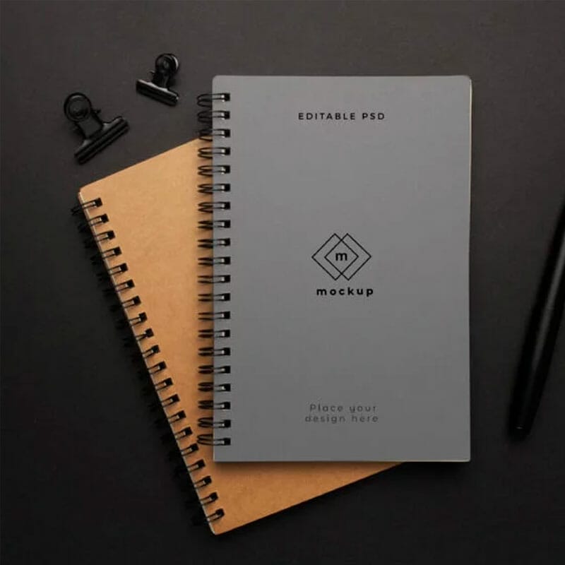 Free Notebooks Mockup With Black Element PSD