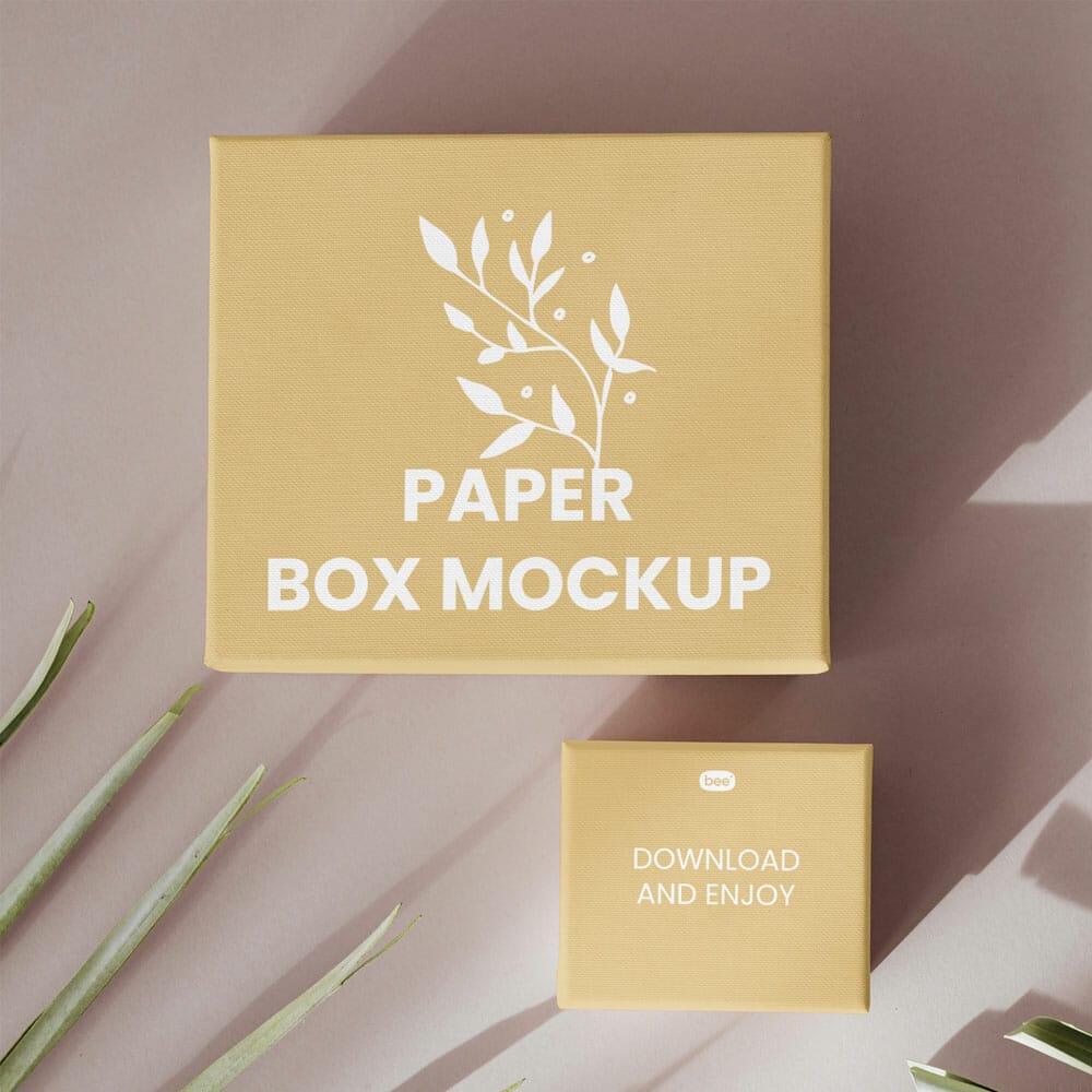 Free Paper Box Front View Mockups PSD