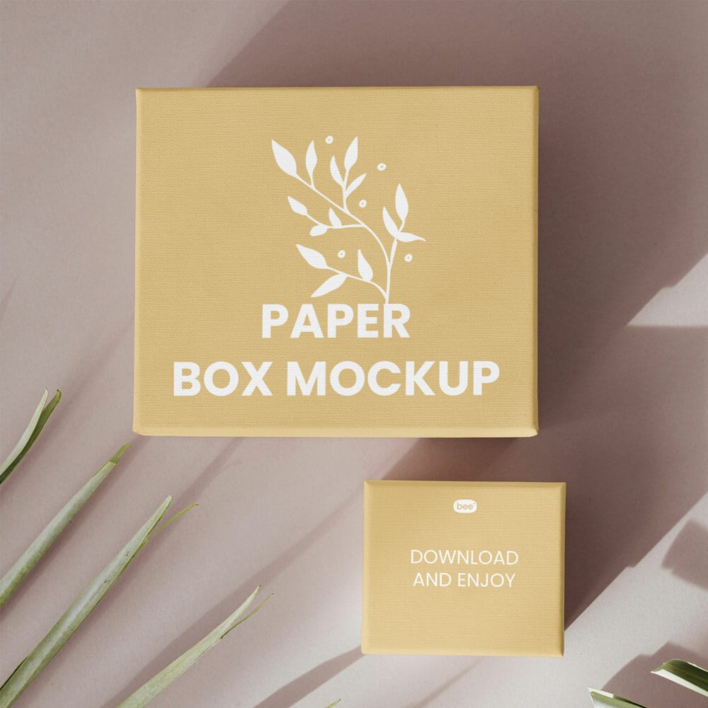 Free Paper Box Front View Mockups PSD
