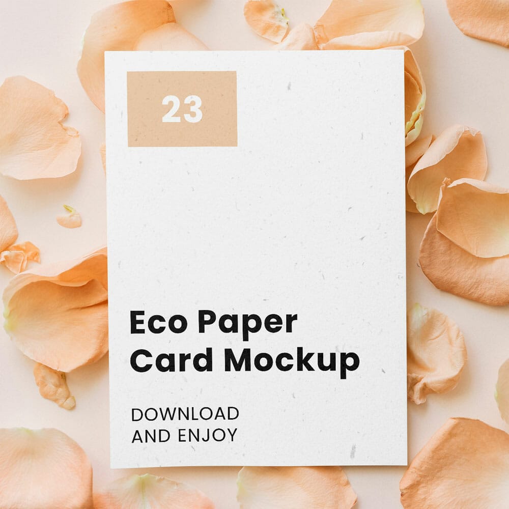 Free Paper Card With Flower Petal Mockup PSD