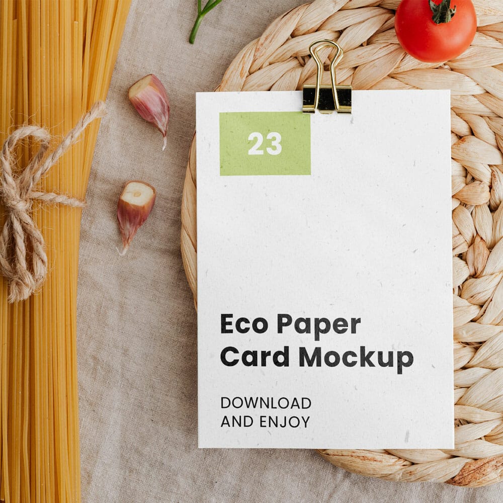 Free Paper Card With Pasta Mockup PSD